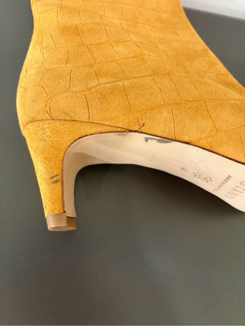 STAUD Tan Croc-Embossed Suede Ankle Wally Boots - Picture 10 of 12